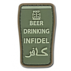 Nášivka na suchý zip 4TAC Beer Drinking Infidel - Olive / 30x50mm