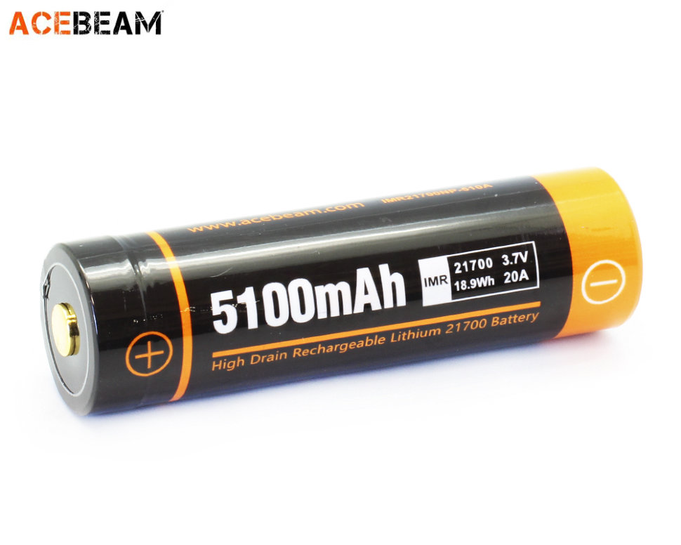 Acebeam 21700 Li-Ion 5100mAh USB PowerBank 20A Dobíjecí, chráněné baterie ☆